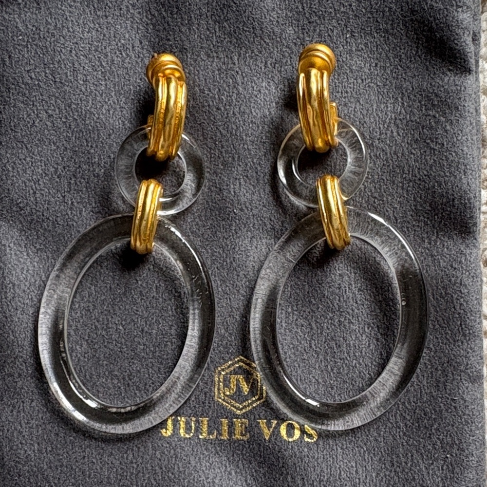 Julie Vos Gold and Clear Hoop Earrings